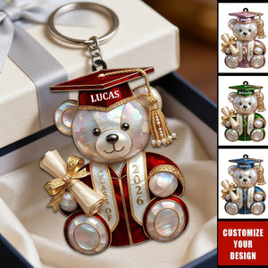 Personalized Class Of Graduation Bear Keychain, Gift For Students