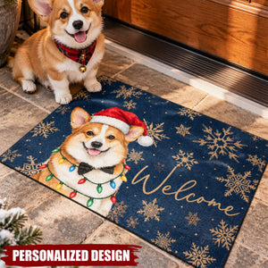 Holiday Pet Welcome Mat, Custom Pet Breed Christmas Porch Decor
