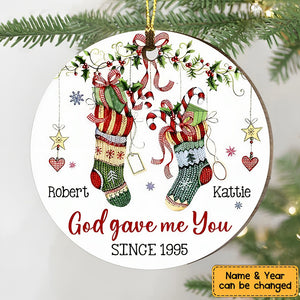 Gift For Couple God Gave Me You Circle Ornament