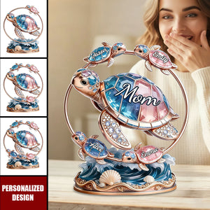 Personalized Mom Sea Turtle Family Desktop Ornament - Gift for Mom, Mother’s Day Gift
