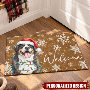 Holiday Pet Welcome Mat, Custom Pet Breed Christmas Porch Decor