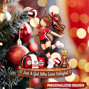 Volleyball Girl Spiking Pose Personalized Acrylic Ornament - Custom Name Sports Gift