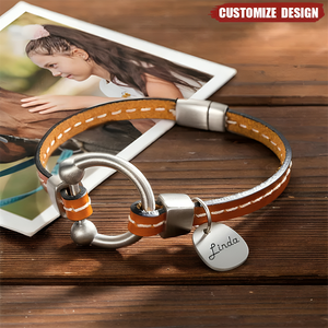 Personalized Equestrian Horsebit Leather Magnetic Bracelet with Name