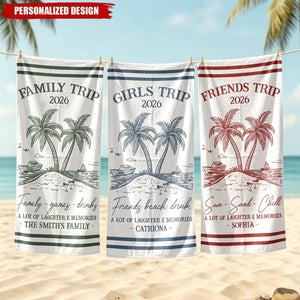 Personalized Summer Trip Beach Towel - Custom Theme & Name for Summer Trip