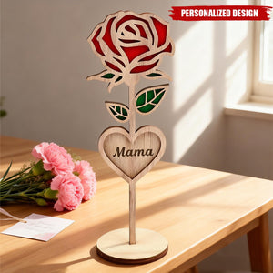 Personalized Wooden Rose desktop decor - Mother's Day Gift