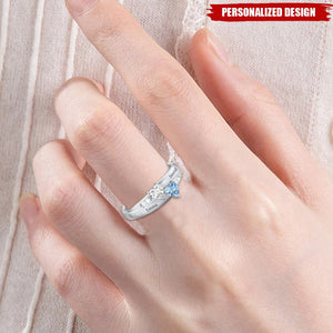 Personalized Double Heart Birthstone Ring — Perfect Valentine’s Day Gift for Her