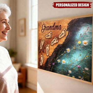 Personalized Grandkids Footprint Poster - Gift For Grandma
