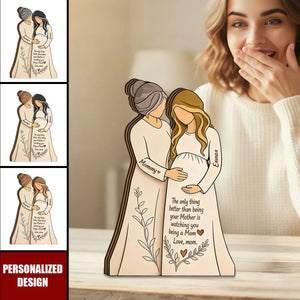 Personalized Mother & Pregnant Daughter Wooden plaque - Custom Names