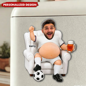 Personalized Funny Soccer Fan Man Custom Photo Acrylic Fridge Magnet