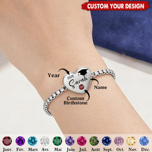 Personalized Graduation Birthstone Bracelet, Gift for Graduates