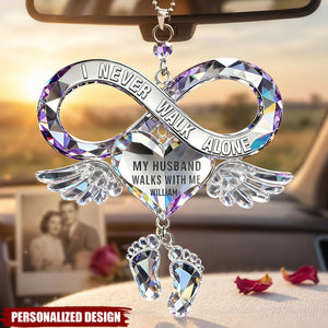 Personalized I Never Walk Alone Car Ornament - Memorial Gift For Family