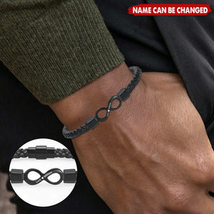To My Man,Personalized Dual Name Infinity Leather Bracelet