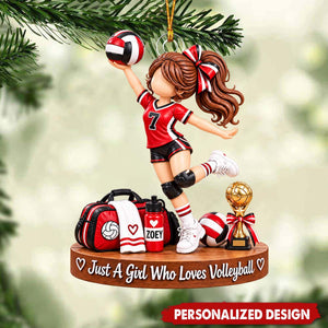Volleyball Girl Spiking Pose Personalized Acrylic Ornament - Custom Name Sports Gift