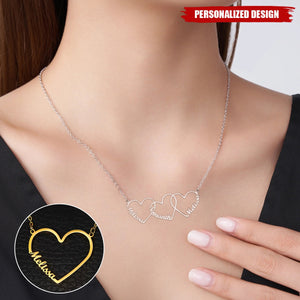 Personalized Interlocking Heart Name Necklace - A Holiday Gift for Friends And Family