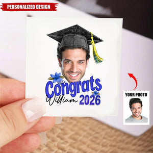 Personalized Graduation Face Temporary Tattoo - Congrats, Graduation Senior Tattoo Gift