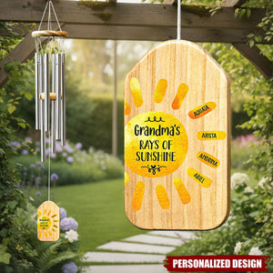 Personalized Grandma's Rays of Sunshine Wind Chime - Grandchildren Names Gift for Grandma