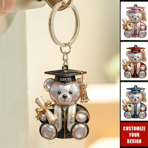 Personalized Class Of Graduation Bear Keychain, Gift For Students