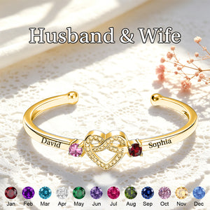 Together Forever -Personalized Couple Birthstone Bracelet