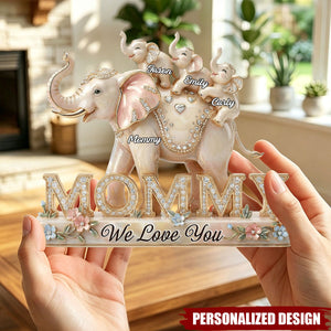 Personalized Mommy Elephant Family Ornament - Gifts For Mom, Grandma