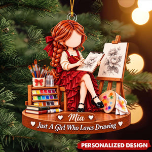 Drawing Lover Personalized Acrylic Ornament - Gift for Art Teacher & Painter