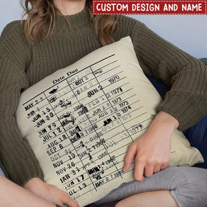 Personalized Retro Library Date Due Card Cushion Throw Pillow Cover Gifts for Book Lovers Readers