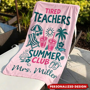 Personalized Teachers Summer Club Beach Towel - Custom Name