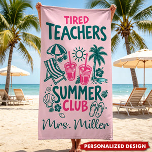 Personalized Teachers Summer Club Beach Towel - Custom Name