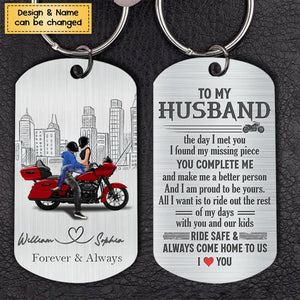Personalized Biker Husband Keychain- Gift Idea For Husband