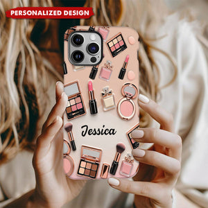Personalized Makeup Phone Case Custom Name Gift For Beauty Lovers