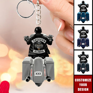 Biker Motorcycle Racing Personalized Keychain
