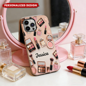 Personalized Makeup Phone Case Custom Name Gift For Beauty Lovers