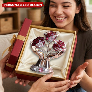 Personalized Custom Rose Tree Shaped Acrylic Plaque -Gift for Mama,Grandma