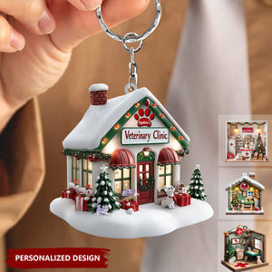 Personalized Veterinarian Clinic Christmas Keychain-Gifts For Veterinarian
