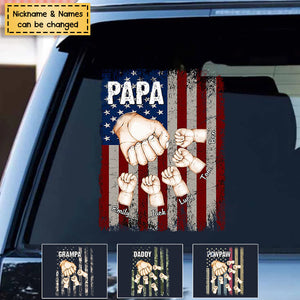 Papa Dad Hand Flag With Kids Personalized Decal