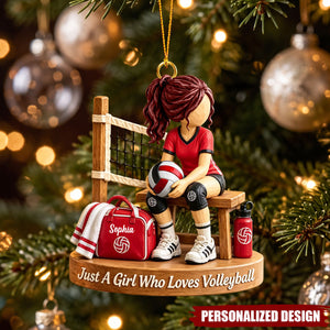Personalized Volleyball Girl Christmas Ornament - Custom Name Acrylic Christmas Tree Decor