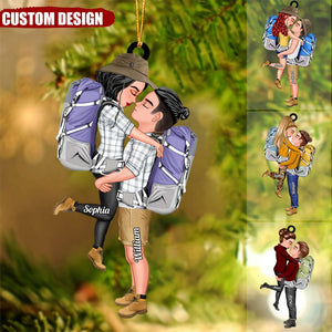 Doll Couple Camping Kissing Hugging, Camping For Life Personalized Ornament