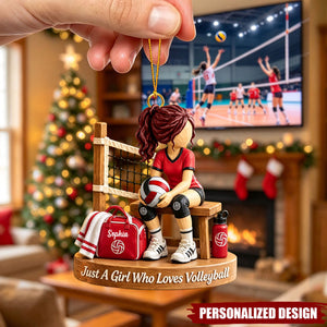 Personalized Volleyball Girl Christmas Ornament - Custom Name Acrylic Christmas Tree Decor