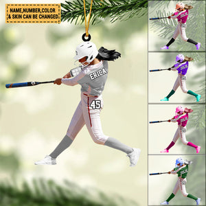 Custom Personalized Softball/Baseball Batter Christmas Ornament, Gift For Softball/baseball Lovers