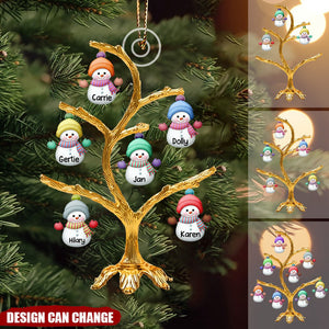 Personalized Name Christmas Snowman Christmas Tree Acrylic Ornament