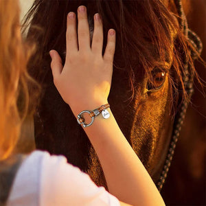 Personalized Equestrian Horsebit Leather Magnetic Bracelet with Name