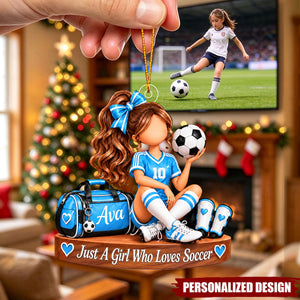 Soccer Girl Personalized Acrylic Christmas Ornament