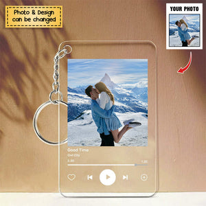Custom Photo Create Your Own Music Art Song Valentine Personalized Acrylic Keychain