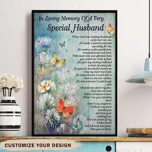 Personalized In Loving Memory Of Very Special Husband Poster