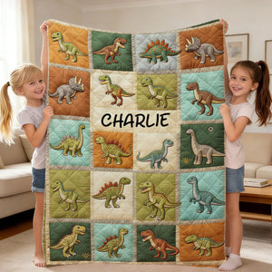 Personalized Multi Dinosaur Printed Blanket For Kids’ Room Or Nursery