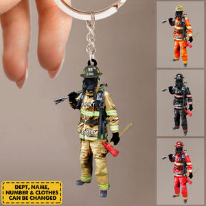 Custom Firefighter On Duty Personalized Acrylic Keychain Gift For Firefighter Fireman