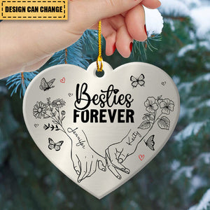 Besties Sisters Bestfriends Forever Pinky Promise Flowers Butterflies Personalized Ornament