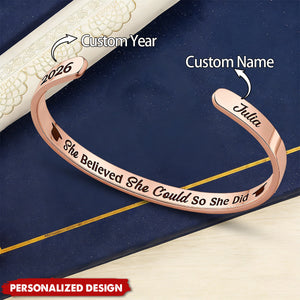 She Believed She Could So She Did - Personalized Graduation Cuff Bracelet