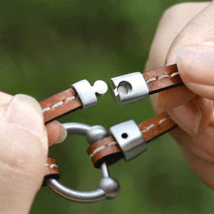 Personalized Equestrian Horsebit Leather Magnetic Bracelet with Name