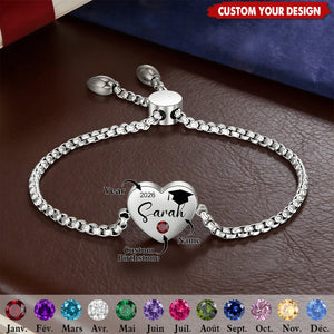Personalized Graduation Birthstone Bracelet, Gift for Graduates