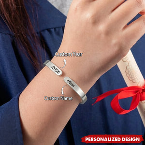 She Believed She Could So She Did - Personalized Graduation Cuff Bracelet